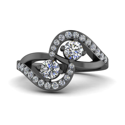 JBR Crossover Round Cut Diamonds Sterling Silver Promise Ring - JBR Jeweler