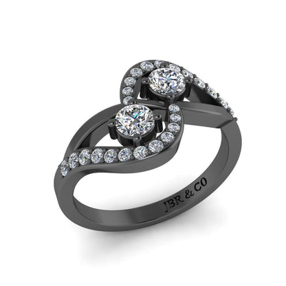 JBR Crossover Round Cut Diamonds Sterling Silver Promise Ring - JBR Jeweler