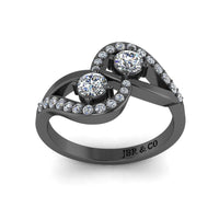 JBR Crossover Round Cut Diamonds Sterling Silver Promise Ring - JBR Jeweler