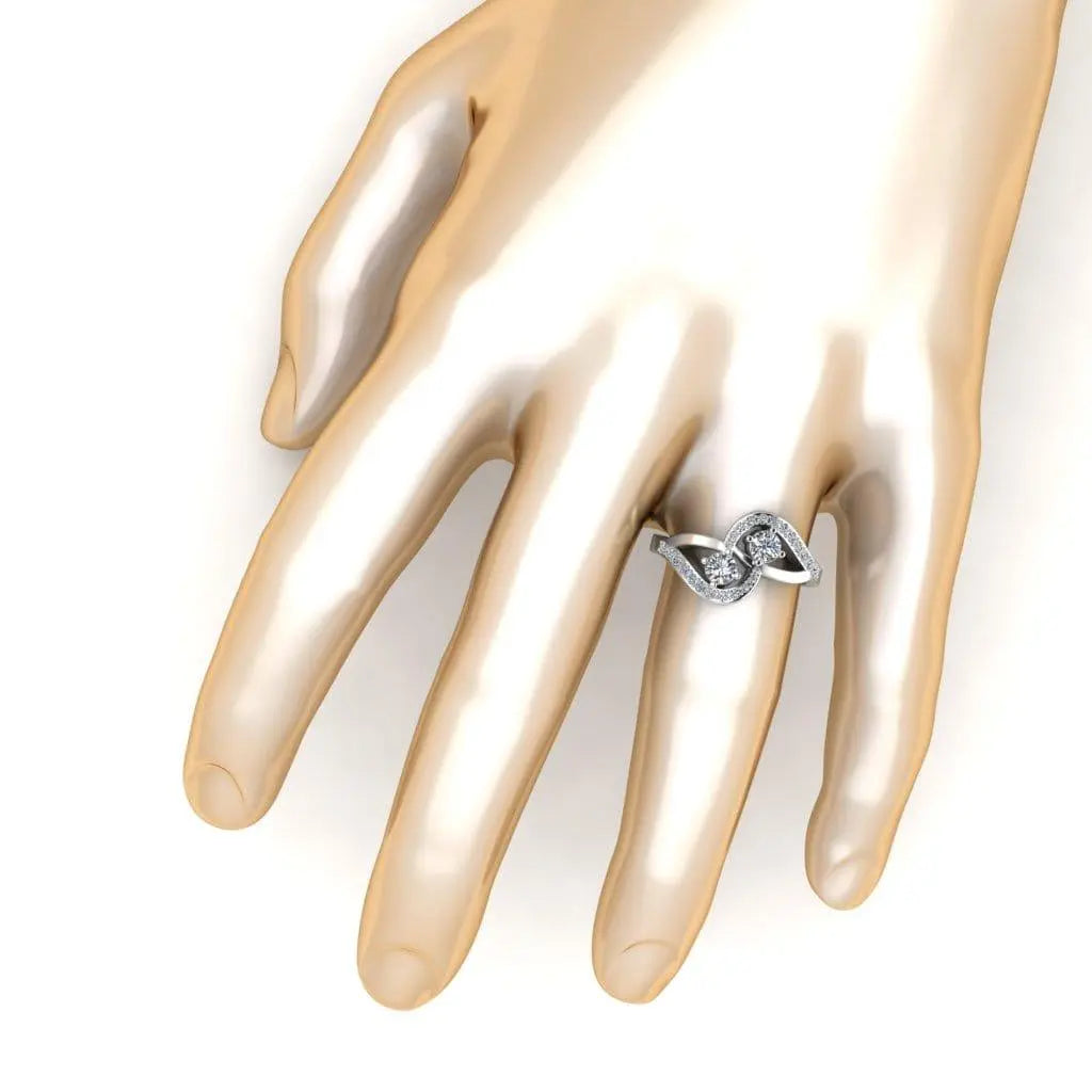 JBR Crossover Round Cut Diamonds Sterling Silver Promise Ring - JBR Jeweler