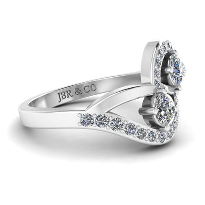 JBR Crossover Round Cut Diamonds Sterling Silver Promise Ring - JBR Jeweler