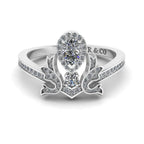 JBR Crown Shape Halo Pear Cut Sterling Silver Ring - JBR Jeweler