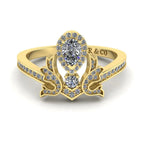 JBR Crown Shape Halo Pear Cut Sterling Silver Ring - JBR Jeweler
