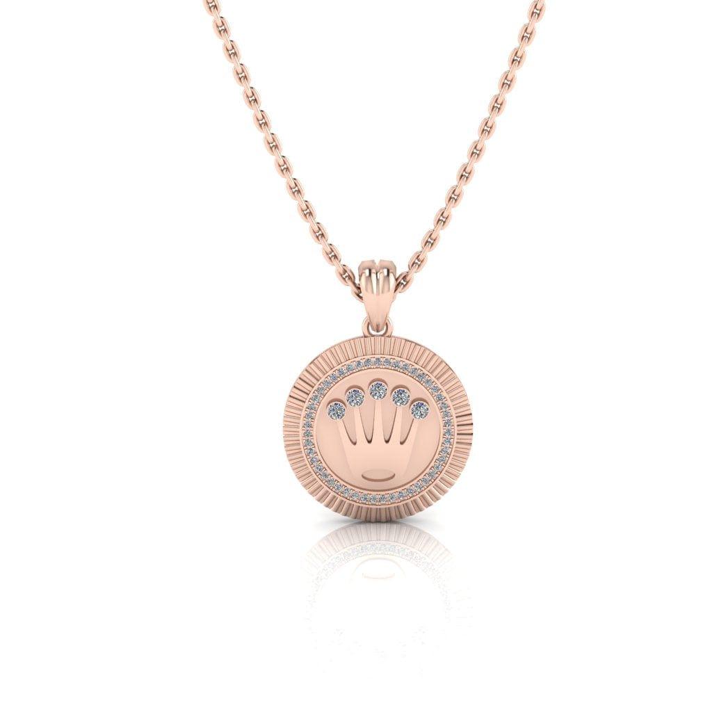 JBR Crown Style Medallion Rolex Sterling Silver Necklace - JBR Jeweler