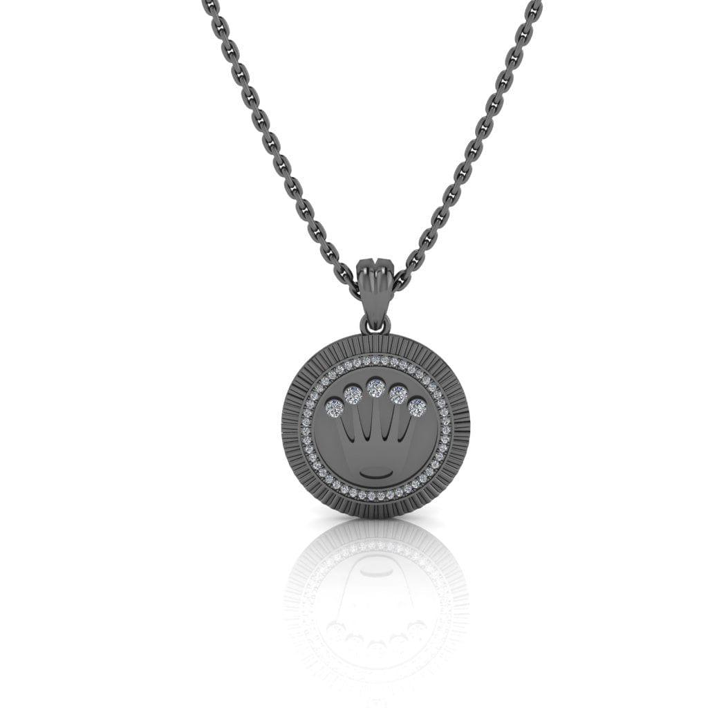 JBR Crown Style Medallion Rolex Sterling Silver Necklace - JBR Jeweler