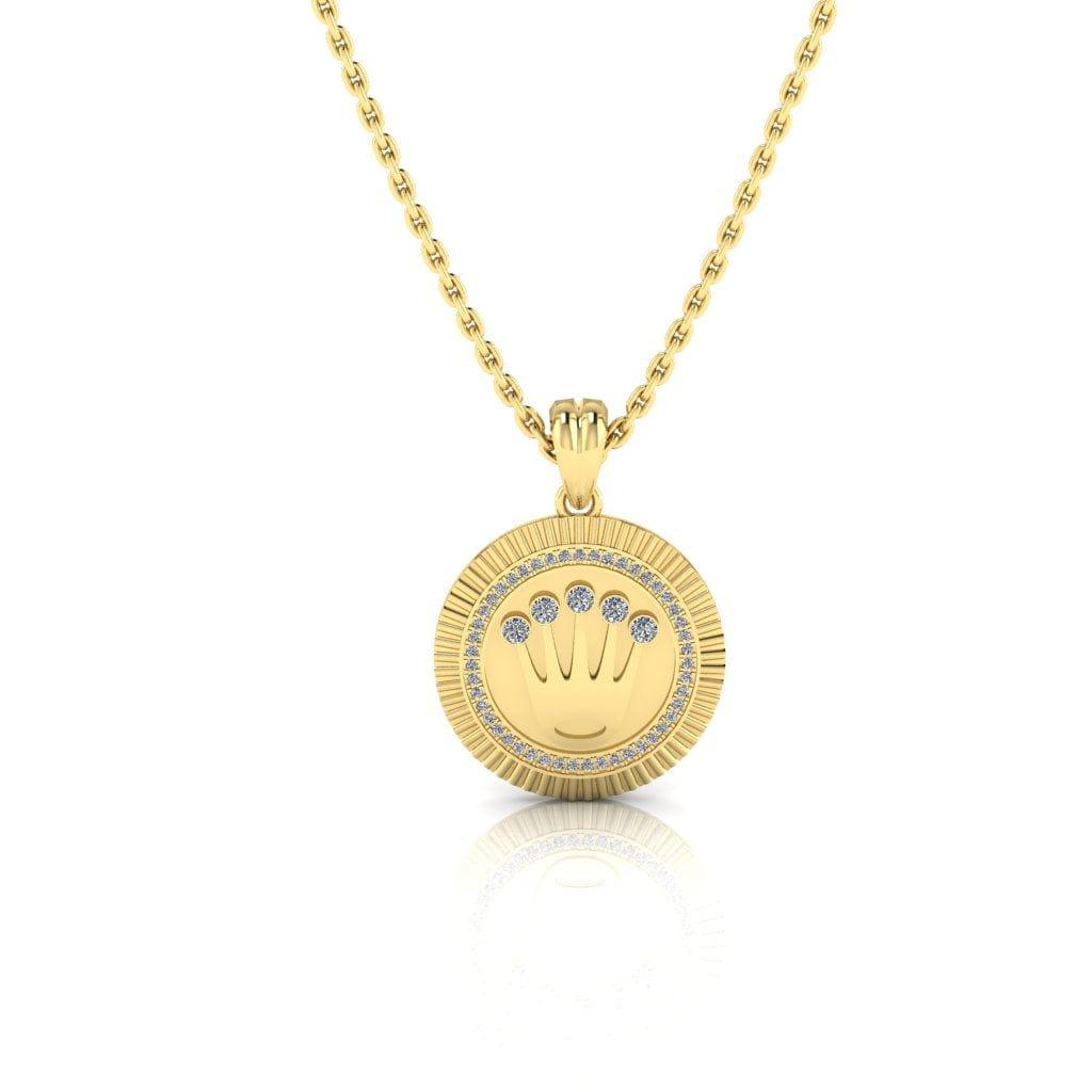 JBR Crown Style Medallion Rolex Sterling Silver Necklace - JBR Jeweler