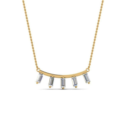 JBR Curved Bar With Baguette Sterling Silver Necklace - JBR Jeweler