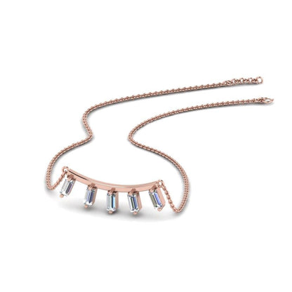 JBR Curved Bar With Baguette Sterling Silver Necklace - JBR Jeweler