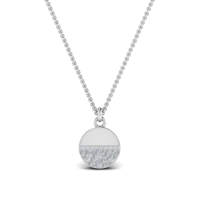 JBR Dainty Disc Diamond Pendant Sterling Silver Necklace - JBR Jeweler