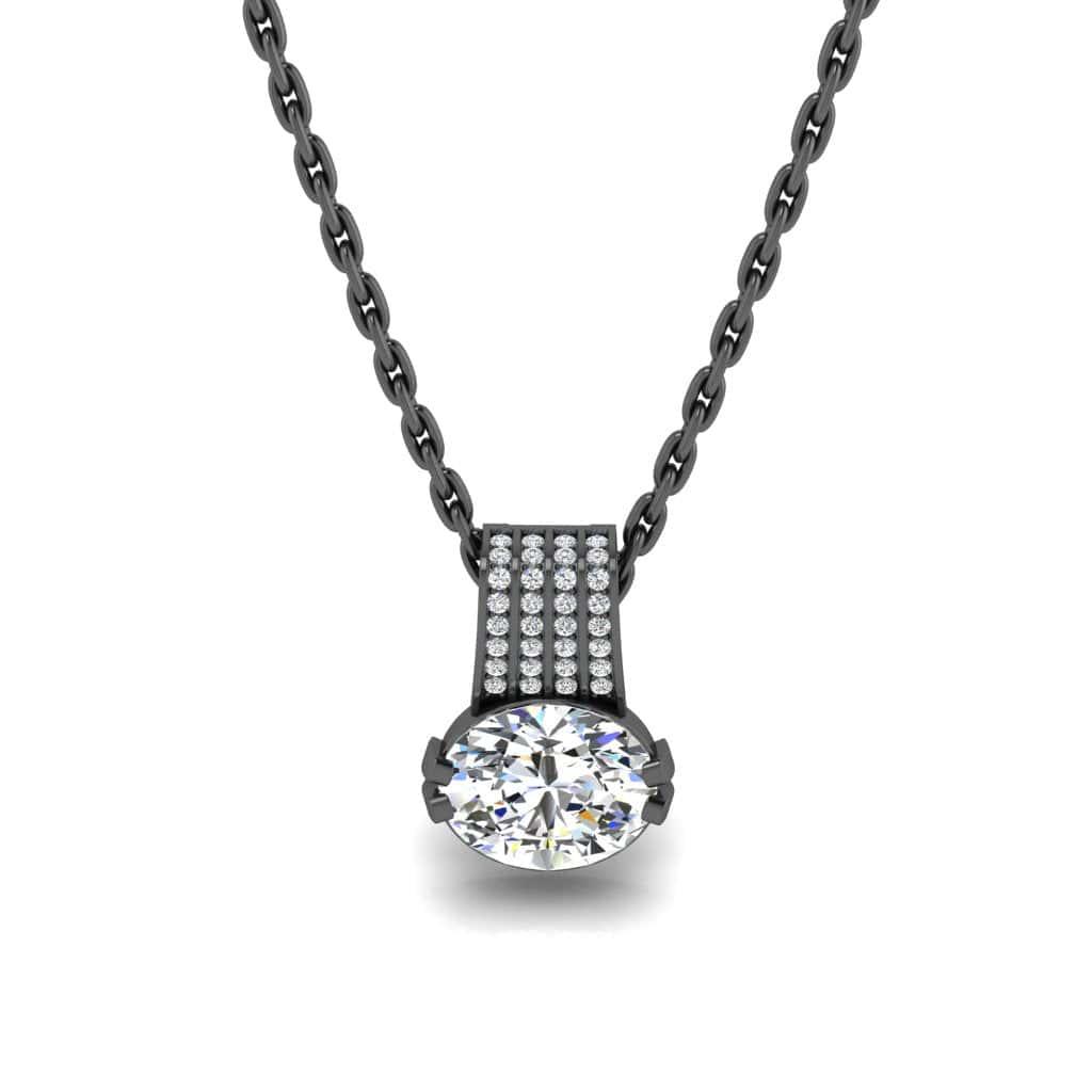 JBR Dazzling Oval Cut Diamond Sterling Silver Pendant Necklace - JBR Jeweler