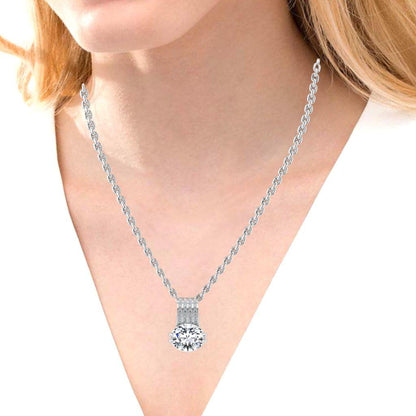 JBR Dazzling Oval Cut Diamond Sterling Silver Pendant Necklace - JBR Jeweler