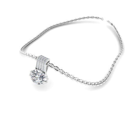 JBR Dazzling Oval Cut Diamond Sterling Silver Pendant Necklace - JBR Jeweler