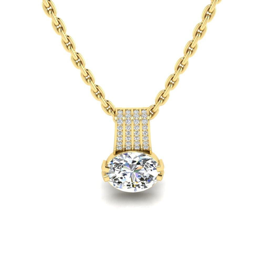 JBR Dazzling Oval Cut Diamond Sterling Silver Pendant Necklace - JBR Jeweler