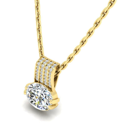 JBR Dazzling Oval Cut Diamond Sterling Silver Pendant Necklace - JBR Jeweler