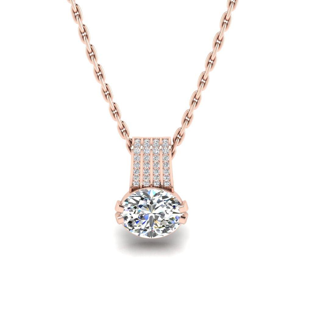 JBR Dazzling Oval Cut Diamond Sterling Silver Pendant Necklace - JBR Jeweler