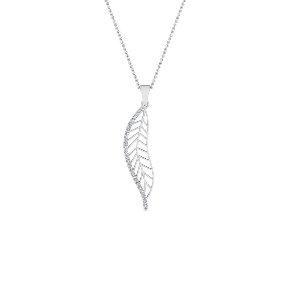 JBR Delicate Leaf Sterling Silver Pendant With Diamonds - JBR Jeweler