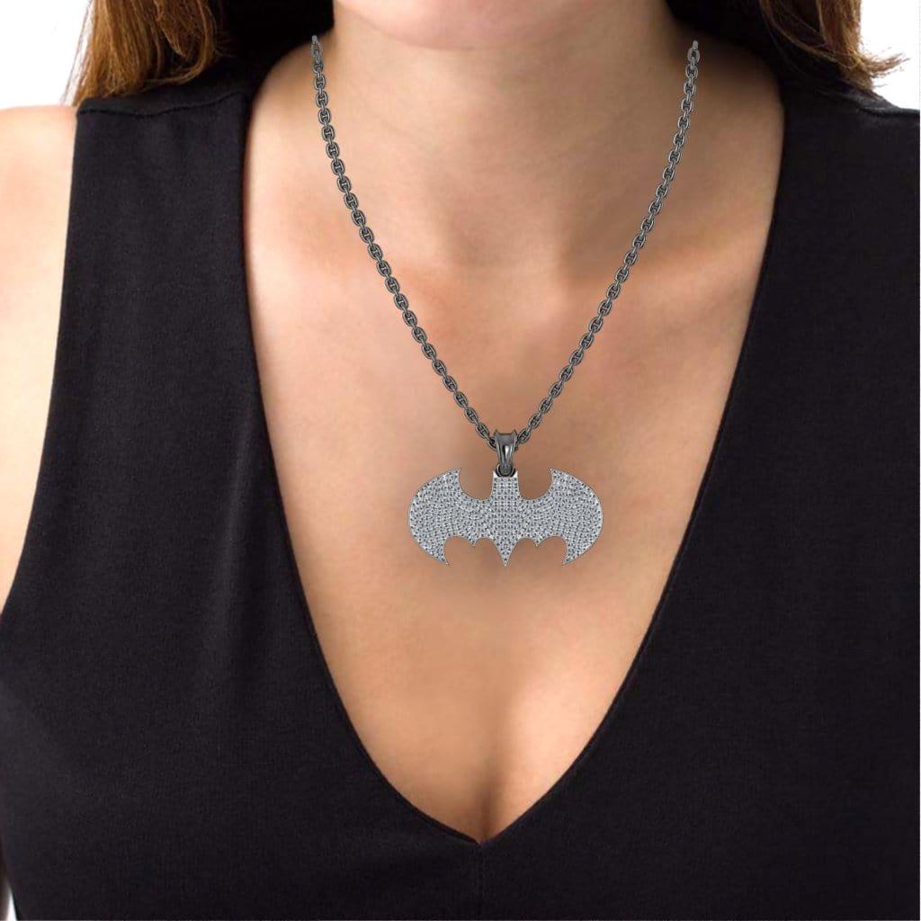 JBR Double Iced Out Ghost Pendant and Chain in Sterling Silver - JBR Jeweler