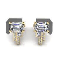 JBR Eldoie Two Tone Emerald Cut Stud Sterling Silver Earrings - JBR Jeweler