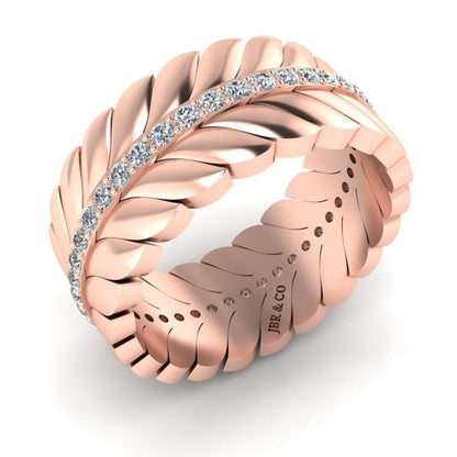 JBR Elegant Chanel Leaf Wedding Ring In Sterling Silver - JBR Jeweler