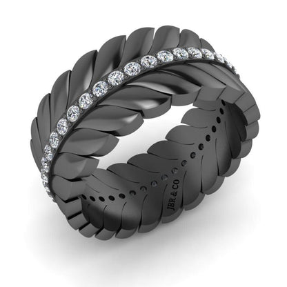 JBR Elegant Chanel Leaf Wedding Ring In Sterling Silver - JBR Jeweler