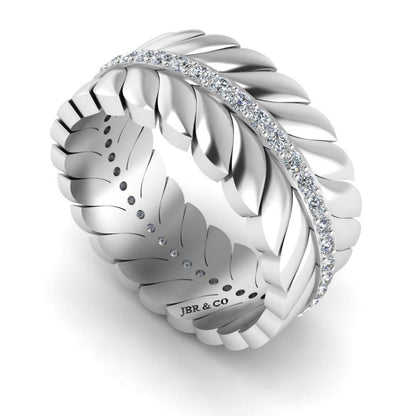 JBR Jeweler Silver Ring JBR Elegant Chanel Leaf Wedding Ring In Sterling Silver