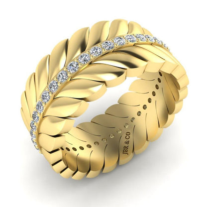 JBR Elegant Chanel Leaf Wedding Ring In Sterling Silver - JBR Jeweler