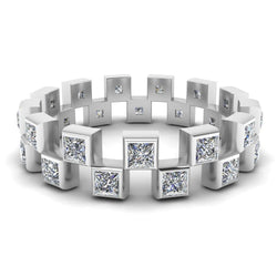 JBR Eternity Princess Cut Sterling Silver Women's Band - JBR Jeweler