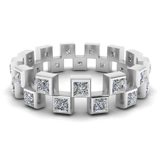 JBR Eternity Princess Cut Sterling Silver Women's Band - JBR Jeweler