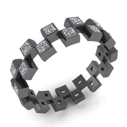 JBR Eternity Princess Cut Sterling Silver Women's Band - JBR Jeweler