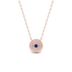 JBR Jeweler Silver Necklace 18 / Silver Rose Gold Finish JBR Evil Eye Disc Pendant In Sterling Silver