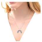 JBR Familiar Leaf Multi-color Round Cut Sterling Silver Necklace - JBR Jeweler