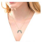 JBR Familiar Leaf Multi-color Round Cut Sterling Silver Necklace - JBR Jeweler