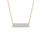 JBR Five Stone Asscher Cut Horizontal Bar Sterling Silver Pendant - JBR Jeweler