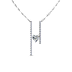 JBR Floating Heart Diamond Verical Bar Pendant Necklace - JBR Jeweler