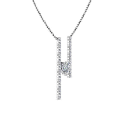 JBR Floating Heart Diamond Verical Bar Pendant Necklace - JBR Jeweler