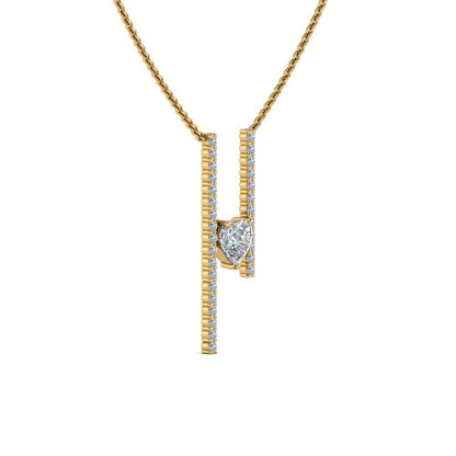 JBR Floating Heart Diamond Verical Bar Pendant Necklace - JBR Jeweler