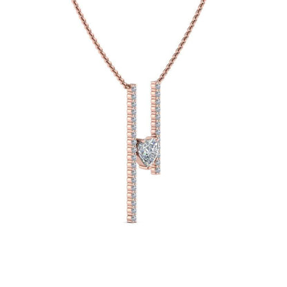 JBR Floating Heart Diamond Verical Bar Pendant Necklace - JBR Jeweler