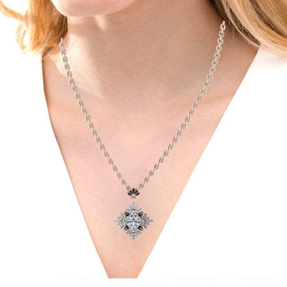 JBR Floral Princess Cut Sterling Silver Pendate Necklace - JBR Jeweler