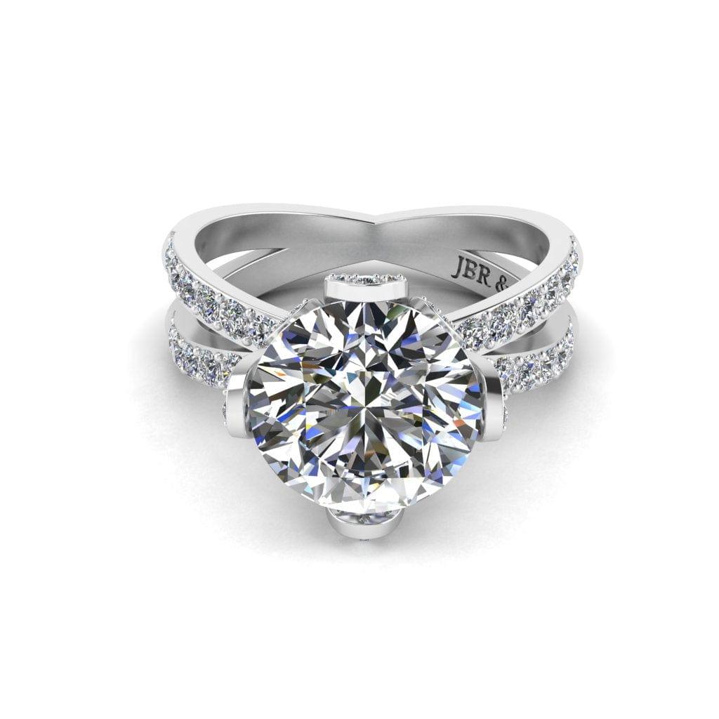 JBR Flower 4.0CT Round Cut Sterling Silver Engagement Ring - JBR Jeweler