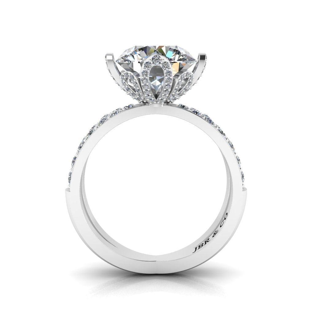 JBR Flower 4.0CT Round Cut Sterling Silver Engagement Ring - JBR Jeweler