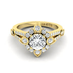 JBR Flower Design Halo Round Cut Sterling Silver Ring - JBR Jeweler