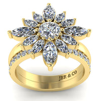 JBR Flower Marquise Cut Sterling Silver Ring Set - JBR Jeweler