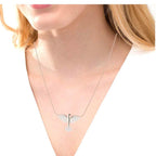 JBR Flying Bird Diamond Stud Sterling Silver Necklace - JBR Jeweler