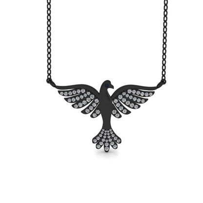 JBR Flying Bird Diamond Stud Sterling Silver Necklace - JBR Jeweler