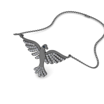 JBR Flying Bird Diamond Stud Sterling Silver Necklace - JBR Jeweler