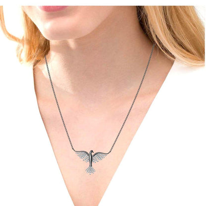 JBR Flying Bird Diamond Stud Sterling Silver Necklace - JBR Jeweler