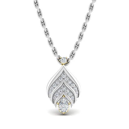 JBR Gorgeous Beauty Leaf Round Cut Diamond Sterling Silver Necklace - JBR Jeweler