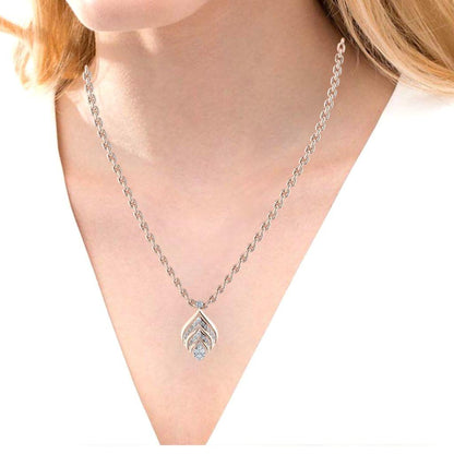 JBR Gorgeous Beauty Leaf Round Cut Diamond Sterling Silver Necklace - JBR Jeweler