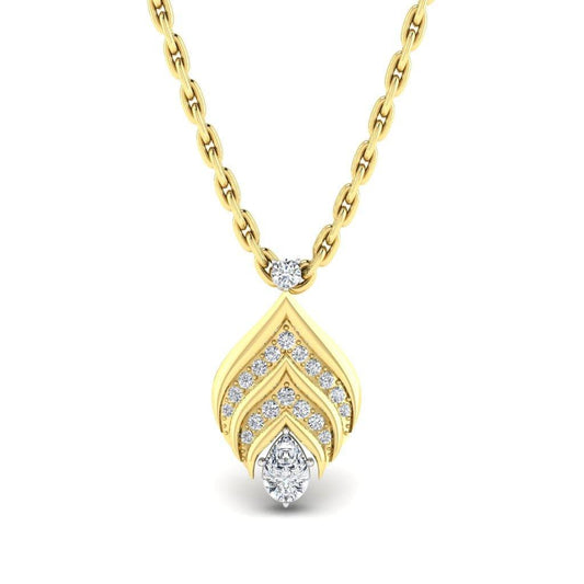 JBR Gorgeous Beauty Leaf Round Cut Diamond Sterling Silver Necklace - JBR Jeweler