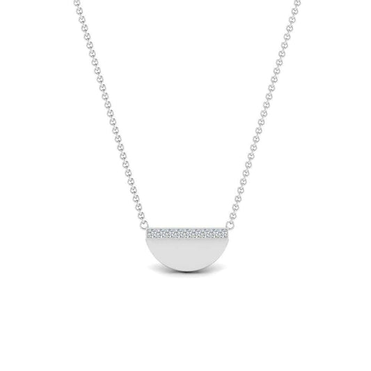 JBR Half Disc Diamond Stacking Sterling Silver Necklace - JBR Jeweler